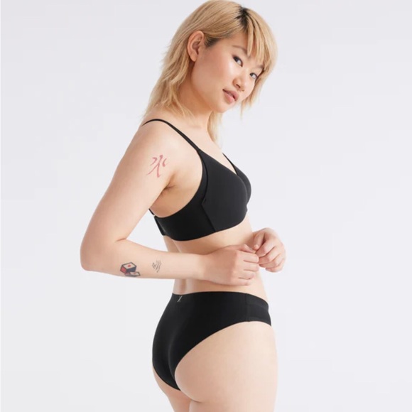 2 Knix Cotton Modal Essential Bikini Set of 2 Size Small Black - Picture 3 of 4